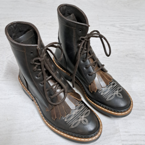 Stivaletti Western Pioneer in Cuoio con Frange