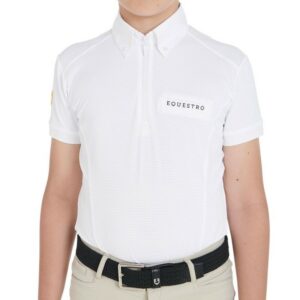 Polo Bambino da Concorso in Tessuto Tecnico Traforato a Mezza Manica