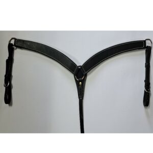 Pettorale Western in Cuoio Liscio con Cuciture Bianche