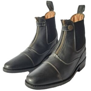 Stivaletti Inglesi in Cuoio con Zip Anteriore ed Inserti Elastico