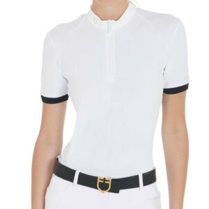 Polo Equestro Donna con Manica Corta a Contrasto