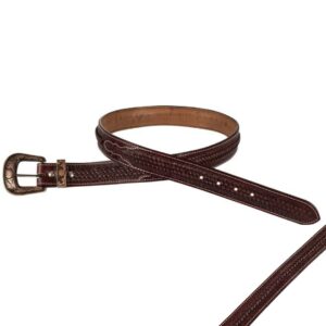 Cintura Western Pool's Unisex in Cuoio con Lavorazione Basket e Fibbia in Rame Zincato