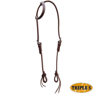 Testiera Western TRIPLE S ad Orecchio in Cuoio Robusto e Fibbie Inox