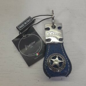 Portachiavi Star in Pelle Blu