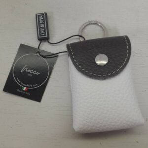 Portachiavi con Porta Telecomando in Pelle Bianco e Nero