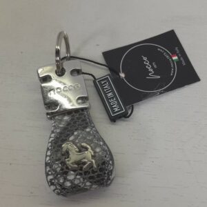 Portachiavi Cavallino in Pelle Grigio