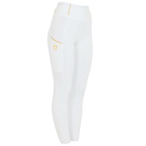 Leggins Equestro Donna Slim Fit a Vita Alta Full Grip Bianco