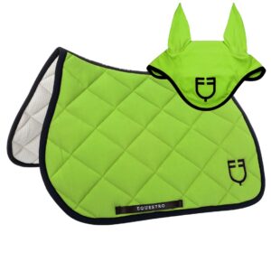 Sottosella e Cuffietta Inglese Equestro Modello Black Line Edition Verde Lime