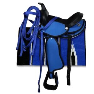 Sella Western per Pony Sintetica Blu