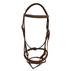 Testiera Inglese Daslo Cuoio Bombato e Fibbie Inox