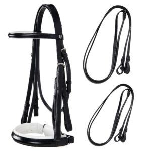 Briglia Equestro da Dressage in Cuoio ed Imbottitura Bianca