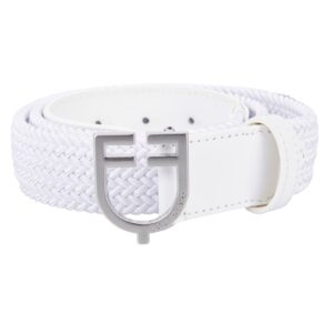 Cintura Equestro Cuoio ed Elastico Logo Argentato