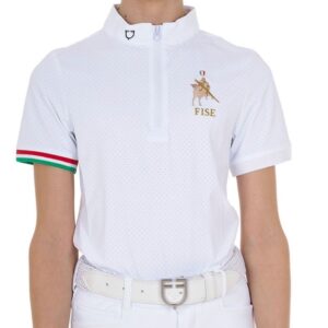 Polo Equestro x Fise Bambina da Concorso con Zip Bianco