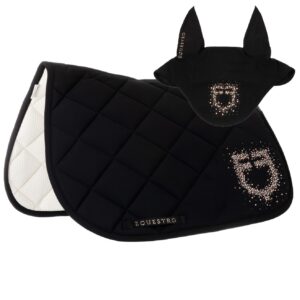 Sottosella e Cuffietta Inglese Equestro con Logo Strass Nero