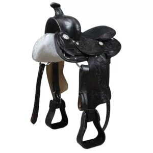 Sella Western per Pony Flowers in Cuoio Nero