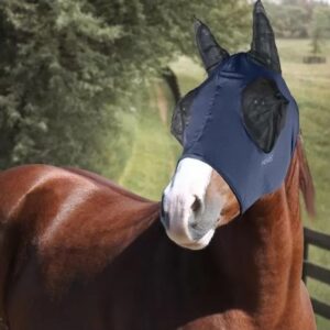 Maschera Antimosche Horses in Lycra Blu Navy