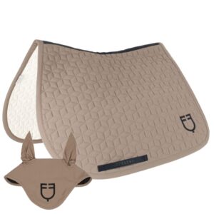 Sottosella e Cuffietta Equestro Trapuntato a Cubi Walnut