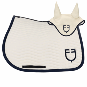 Sottosella e Cuffietta Equestro Wave Quilting Bianco Antico Blu Navy