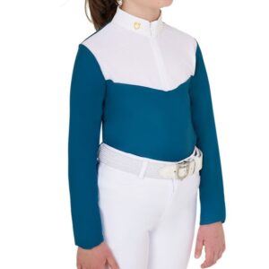 Polo Equestro Bambina da Concorso Blu Coral
