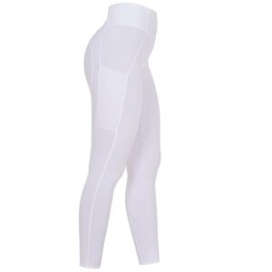 Leggins Equestro Bambina Slim Fit con Full Grip Bianco Logo Bianco