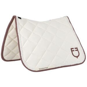 Sottosella Equestro Dressage Tessuto Tecnico Bordo con Treccia Bianco Antico Marrone