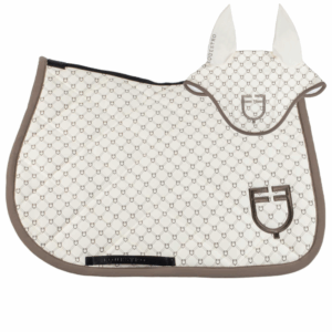 Sottosella e Cuffietta Equestro Tessuto Tecnico Monogram Bianco Antico Walnut