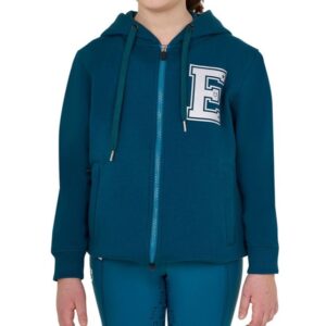 Felpa Equestro Bambini in Cotone con Cappuccio e Zip Blu Coral
