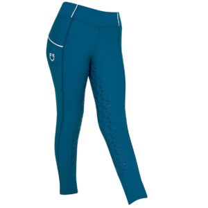Leggins Equestro Bambina Slim Fit con Full Grip Blu Coral
