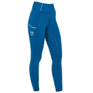 Leggins Equestro Donna Slim Fit a Vita Alta Full Grip Blu Coral