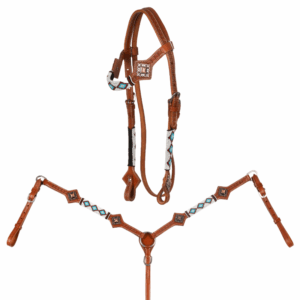 Testiera e Pettorale Western Pool's con Perline e Borchie Ocean