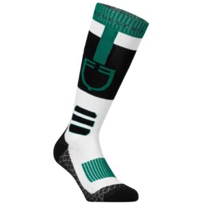 Calza Tecnica Equestro in Tessuto Tecnico e Traspirante Nero Bianco e Verde